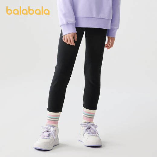 巴拉巴拉童装裤子女童秋冬装中大童加绒长裤儿童打底裤彩条罗纹潮 商品图2