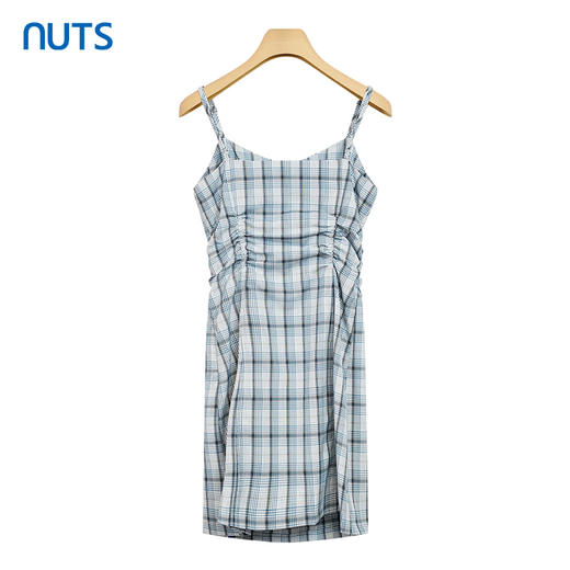 NUTS夏季新款经典格纹A字修身显瘦吊带连衣裙女221104340 商品图1