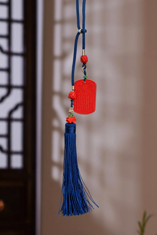 朱砂双莲花方牌 商品图2