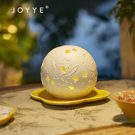 JOYYE小圆满-釉下彩茶杯礼盒中秋伴手礼陶瓷桌面艺术摆件品点心杯碟套装 商品图5