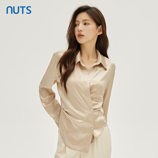NUTS秋季新款时尚气质通勤风设计感收腰显瘦长袖衬衫女331011157 商品图2