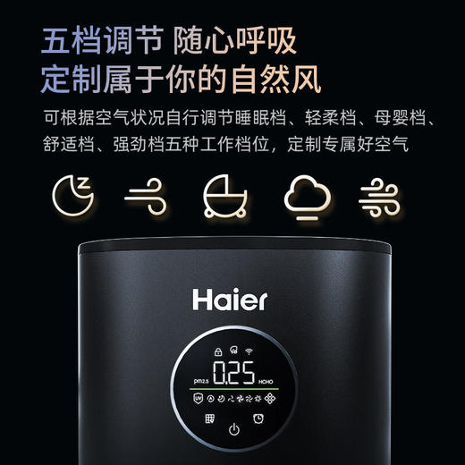 海尔（Haier）空气净化器 氨基酸长效分解除甲醛雾霾烟味 适用120㎡ 紫外线除菌 除异味花粉过敏源宠物毛发 大空间疾速净化 甲醛数显KJ800F-N860DU1 商品图5