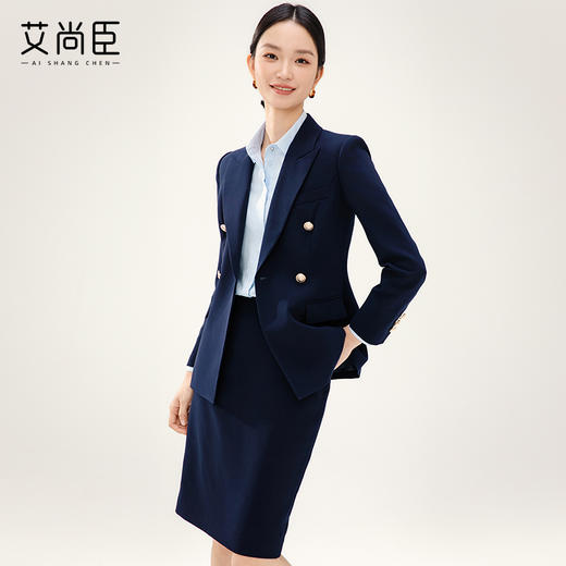 藏青色西装套装女2024新款酒店经理珠宝店前台工装职业气质工作服 商品图6
