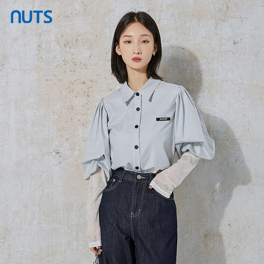 NUTS秋季新款气质通勤风时尚宽松显瘦长袖衬衫女231013083B 商品图1