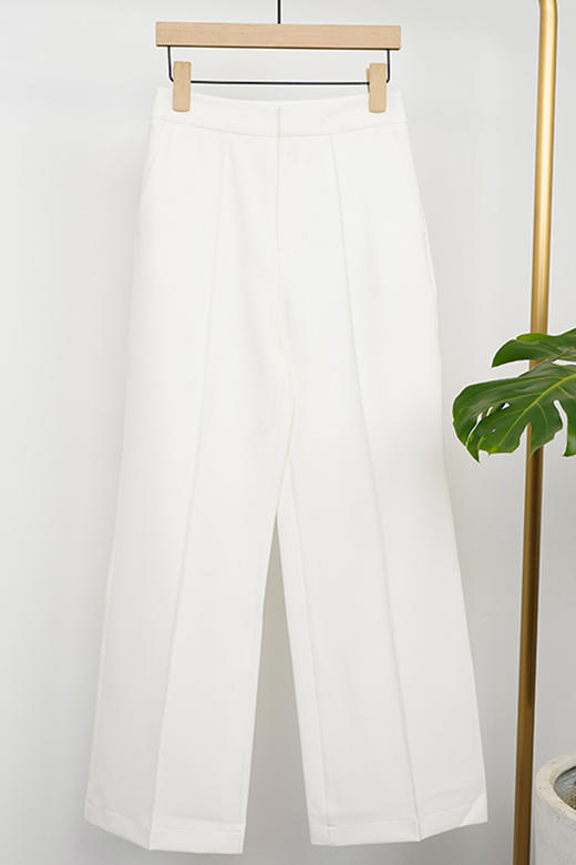 NUTS商场同款休闲裤白色高腰直筒西装裤女131073039B 商品图5