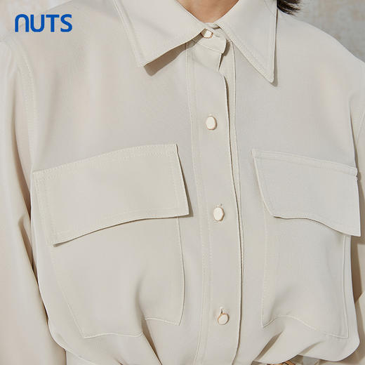 NUTS春秋季新款通勤风气质修身收腰显瘦长袖衬衫连衣裙女231103027B 商品图3