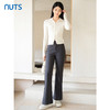 NUTS秋季新款深色高腰显示修身气质微喇长款休闲裤女4330701A1 商品缩略图2