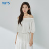 NUTS一字肩上衣女夏季小众泡泡袖小个子短款娃娃衫429011363 商品缩略图0