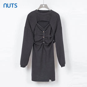 NUTS秋季新款设计感小众气质法式长袖针织连衣裙两件套334103377