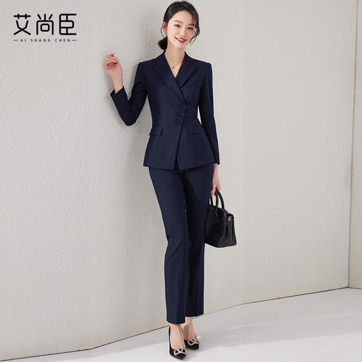 艾尚臣西装套装女春秋高端气质新中式盘扣工装西服售楼部职业装 商品图5