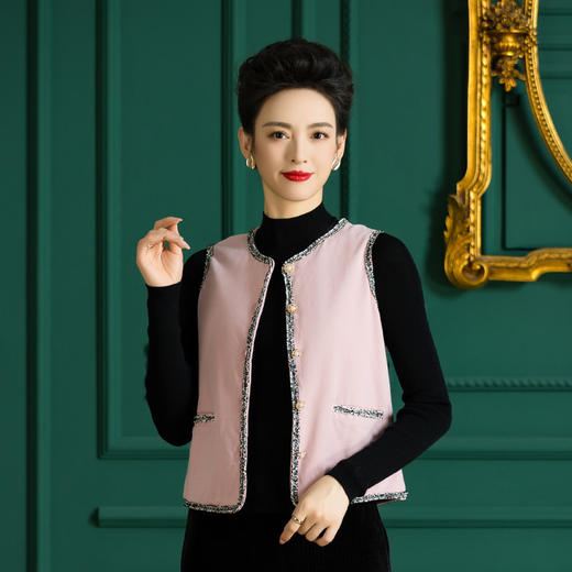 雀说蚕丝马甲女内搭时尚简约百搭圆领马夹保暖背心外套ALA8016 商品图1