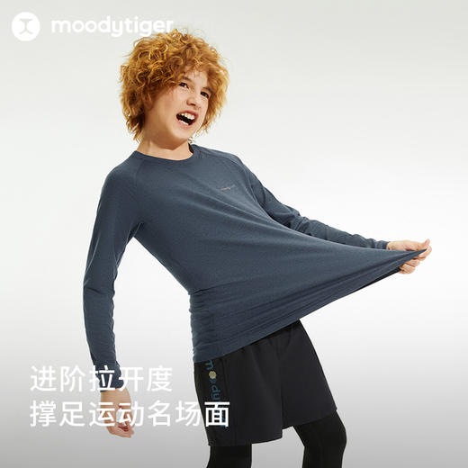 【24年秋新】【网球系列】moodytiger14秋新男童长袖T恤拼接透气户外运动长袖43110103 商品图1