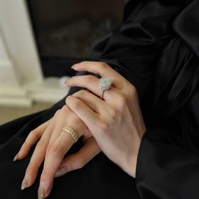 花花艺术客厅 特别定制款 千佛图系列戒指  艺术款千 fo 手工雕刻厚银戒指+tian 然翡翠千手千眼 又见 音戒指💍随时随地可以忆念pu萨与 fo的慈悲、智慧与力量！（戒圈大小可调不挑指围）