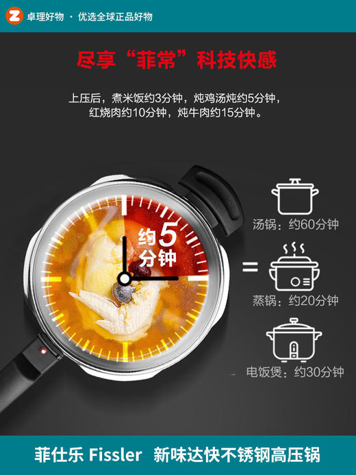 德国进口菲仕乐新味达快不锈钢高压锅压力锅燃气电磁家用防爆蓝点 商品图0