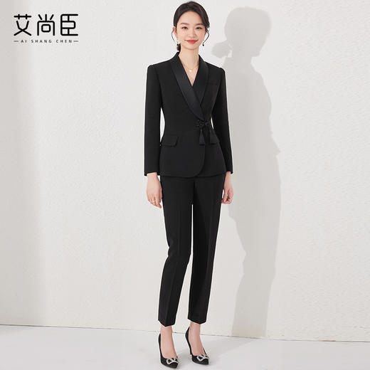 艾尚臣新中式西装套装女春秋时尚气质主持人高端正装女西服职业装 商品图0