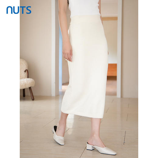 NUTS2023秋季新款纯色仙女a字气质半身裙女高腰显瘦长款4350606A1 商品图1