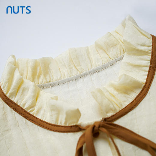 NUTS秋季新款宽松法式复古蝴蝶结木耳边长袖套头衫女331012271 商品图2