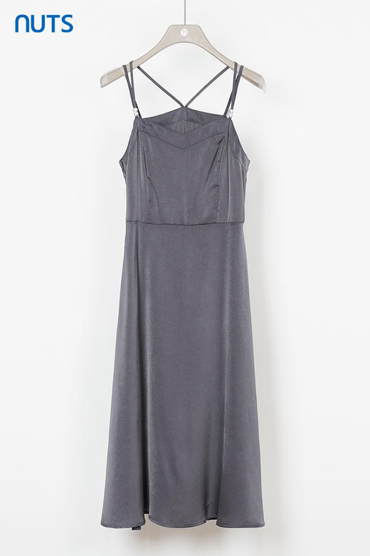NUTS夏季新款高级感气质高腰显瘦优雅长款吊带连衣裙女332103340 商品图5