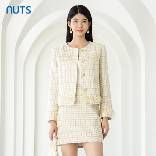 NUTS2023秋季新款气质通勤小香风短外套+半身裙时尚套装4381407A1 商品图3