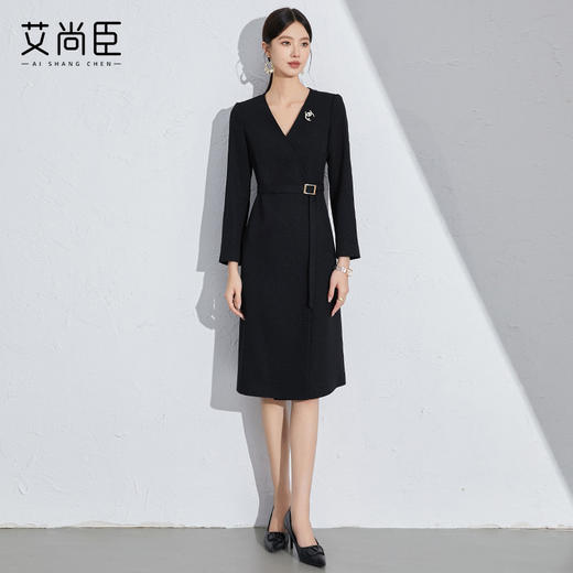 艾尚臣法式职业连衣裙女秋新款收腰女装高级感黑色教师轻奢高级感 商品图11