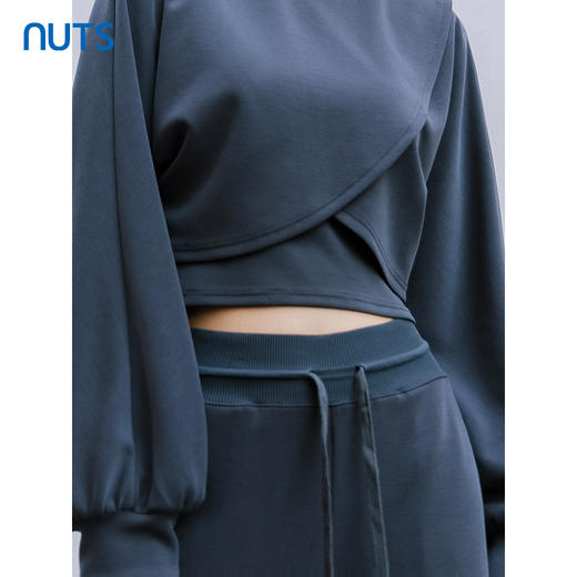 NUTS秋季新款简约运动直筒宽松高腰系带长款休闲裤4330703A1 商品图3