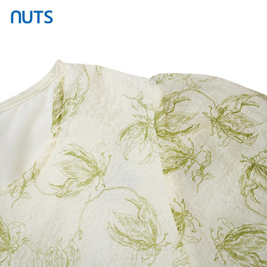 NUTS绿色法式碎花连衣裙女夏气质减龄洋气圆领别致裙子428103482 商品图2