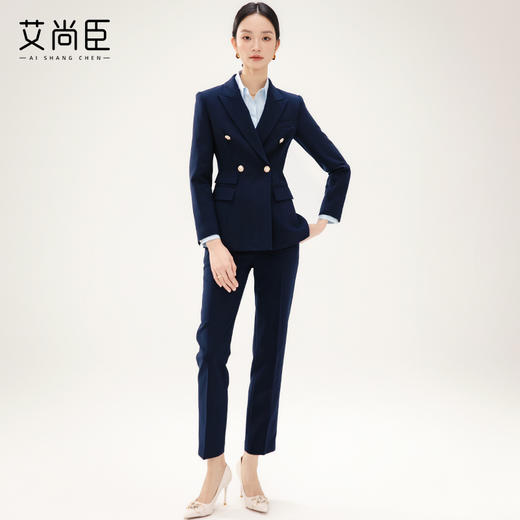 藏青色西装套装女2024新款酒店经理珠宝店前台工装职业气质工作服 商品图3