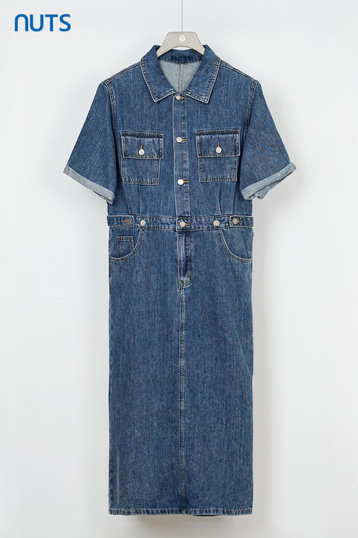 NUTS秋季新款时尚百搭复古水洗牛仔连衣裙女331103360 商品图5
