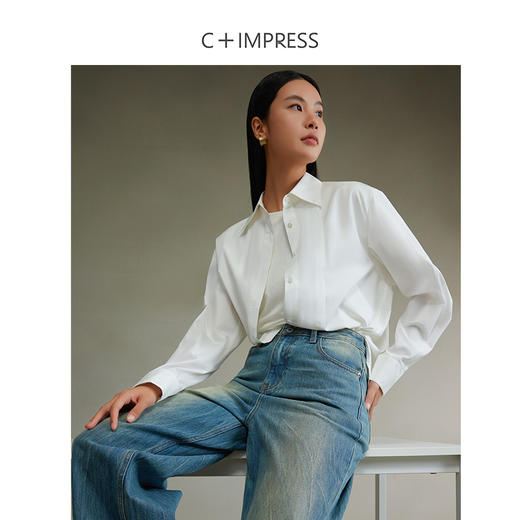 西嘉120支优质长绒棉随性褶裥设计感博主风廓形衬衫 商品图4