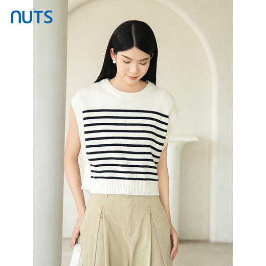 NUTS2023秋季新款时尚休闲气质百搭条纹毛织针织背搭女4380541A1 商品图0