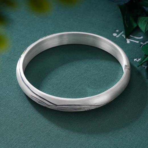 子佩集S999银【穗穗平安】手镯【YS033】纯银手镯仿古带金色嵌真金2408 商品图4