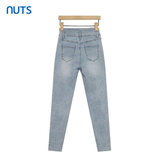 NUTS烟管裤铅笔裤水洗牛仔短裤女浅色百搭326113378 商品图1