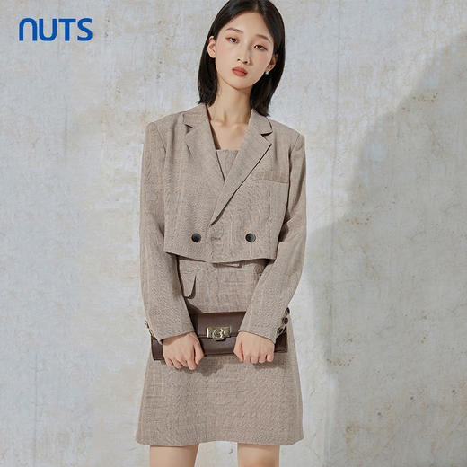 NUTS秋季新款气质通勤风设计感西装长袖连衣裙女两件套231103002B 商品图3