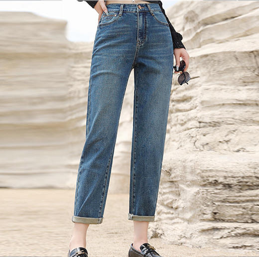 【内购不退换】【蓝S1】臣禾 四面弹牛仔老爹裤【梨形身材救星】JZ243060358 商品图2