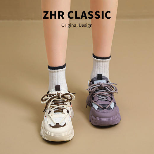 ZHR则则厚底老爹鞋女春季新款小个子增高百搭休闲鞋透气运动鞋女 商品图3
