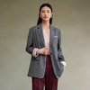 西嘉经典格雷灰轻中式气质拼接撞色设计感西装 商品缩略图0