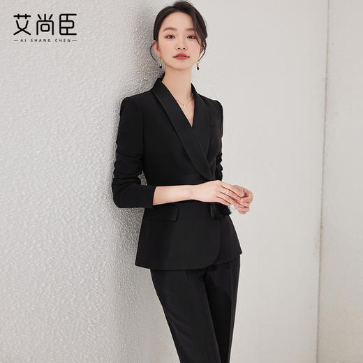 艾尚臣新中式西装套装女春秋时尚气质主持人高端正装女西服职业装 商品图1