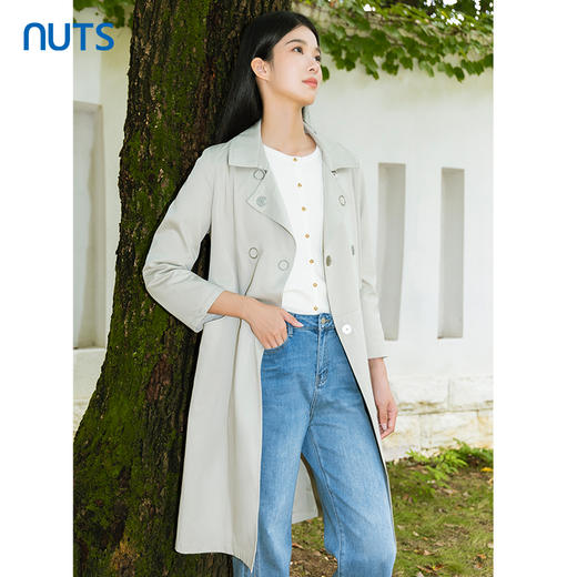 NUTS秋季新款2023高级流行气质宽松长款百搭风衣外套女4380401A1 商品图1