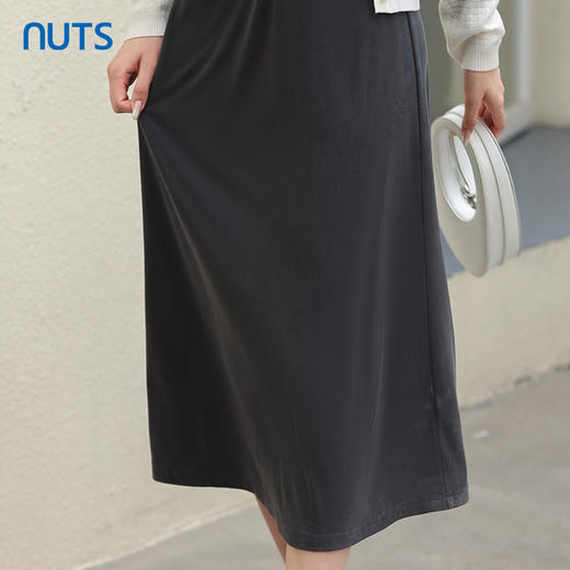 NUTS2023秋季新款V领泡泡袖连衣裙女高级感褶皱显身材4351001A1 商品图4