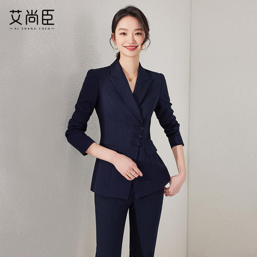 艾尚臣西装套装女春秋高端气质新中式盘扣工装西服售楼部职业装 商品图6
