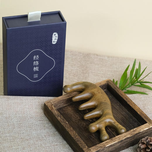 【升级加厚版】万物本草绿檀经络梳 头疗按摩男女刮痧头皮疏通宽齿 仿生手指按摩齿 商品图3