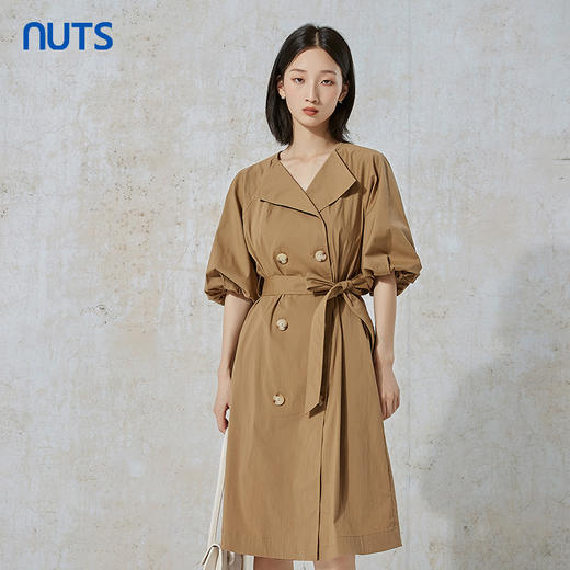 NUTS秋季新款时尚宽松显瘦衬衫款式短袖连衣裙女231101078B 商品图1