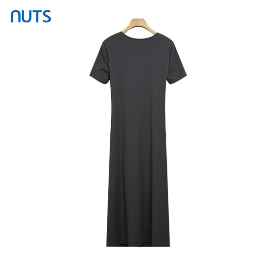 NUTS夏季女士镂空褶皱打揽小个子短袖弹力修身连衣裙424101191 商品图1