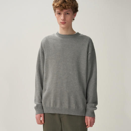 ATON WOOL WASHI CREWNECK SWEATER羊毛和纸纤维混纺圆领套头毛衣 商品图0