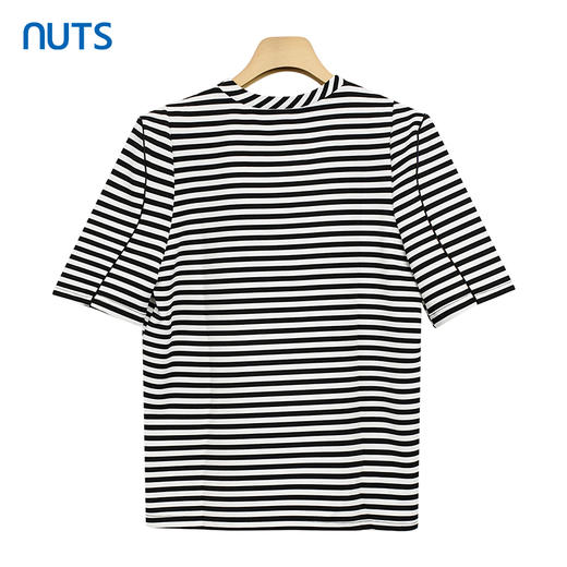 NUTS海军条纹圆领长袖T恤女上衣薄款基础款打底衫423022206 商品图1