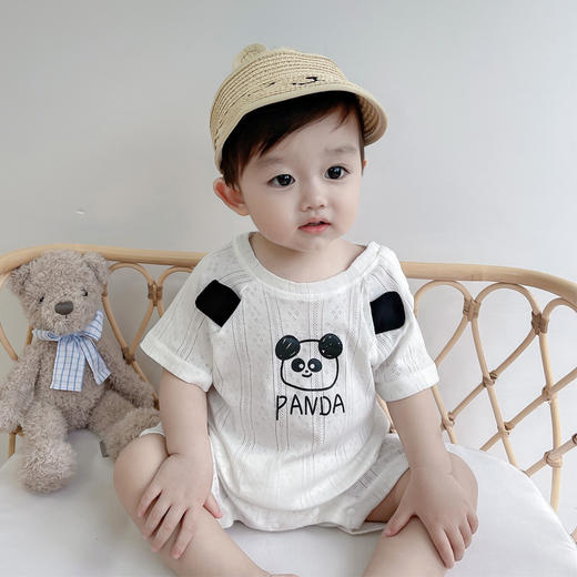 【男女宝宝透气镂空网眼棉爬服】婴幼儿夏季连体衣新款空调家居服哈衣 商品图1