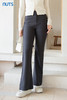 NUTS秋季新款深色高腰显示修身气质微喇长款休闲裤女4330701A1 商品缩略图5