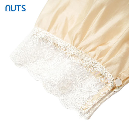 NUTS夏季宽松时尚v领蕾丝短袖袖衬衫221011248B 商品图3