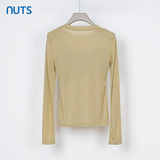 NUTS秋季新款设计感气质圆领薄款百搭长袖T恤假两件女333022276 商品图1