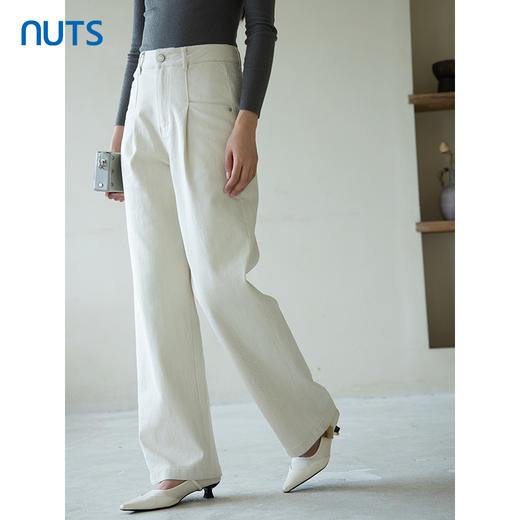 NUTS2023春秋季新款复古休闲直筒长裤女简约设计感宽松4340705A1 商品图3